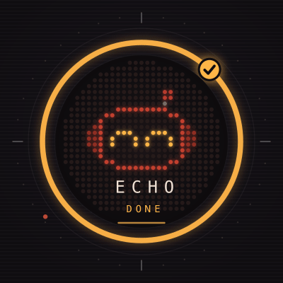 Echo the rusty red robot, LED status face, blinking and cycling moods